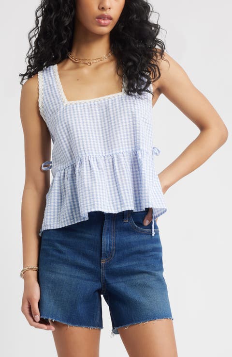Gingham Side Tie Tank