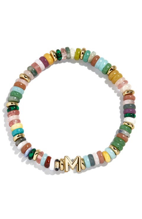 Amaris Semiprecious Initial Beaded Stretch Bracelet