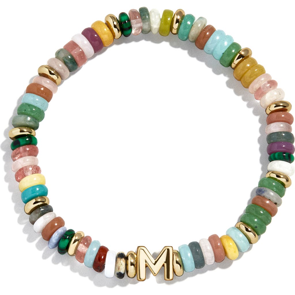 Baublebar Amaris Semiprecious Initial Beaded Stretch Bracelet In Multi