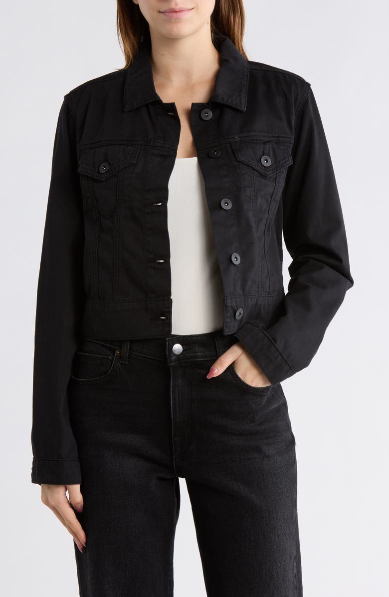 PAIGE Chara Crop Denim Shirt Jacket, Main, color, Night Time