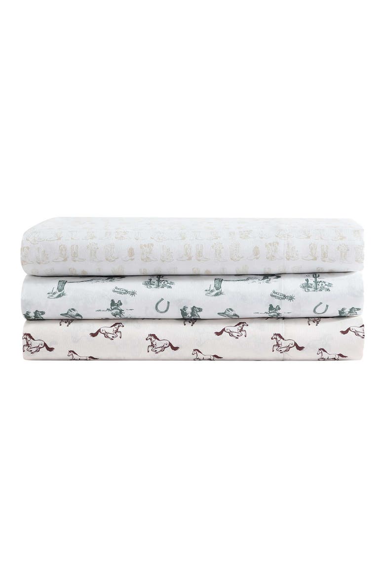 Wild Horses Print Microfiber Sheet Set, Alternate, color, MEDIUM BEIGE