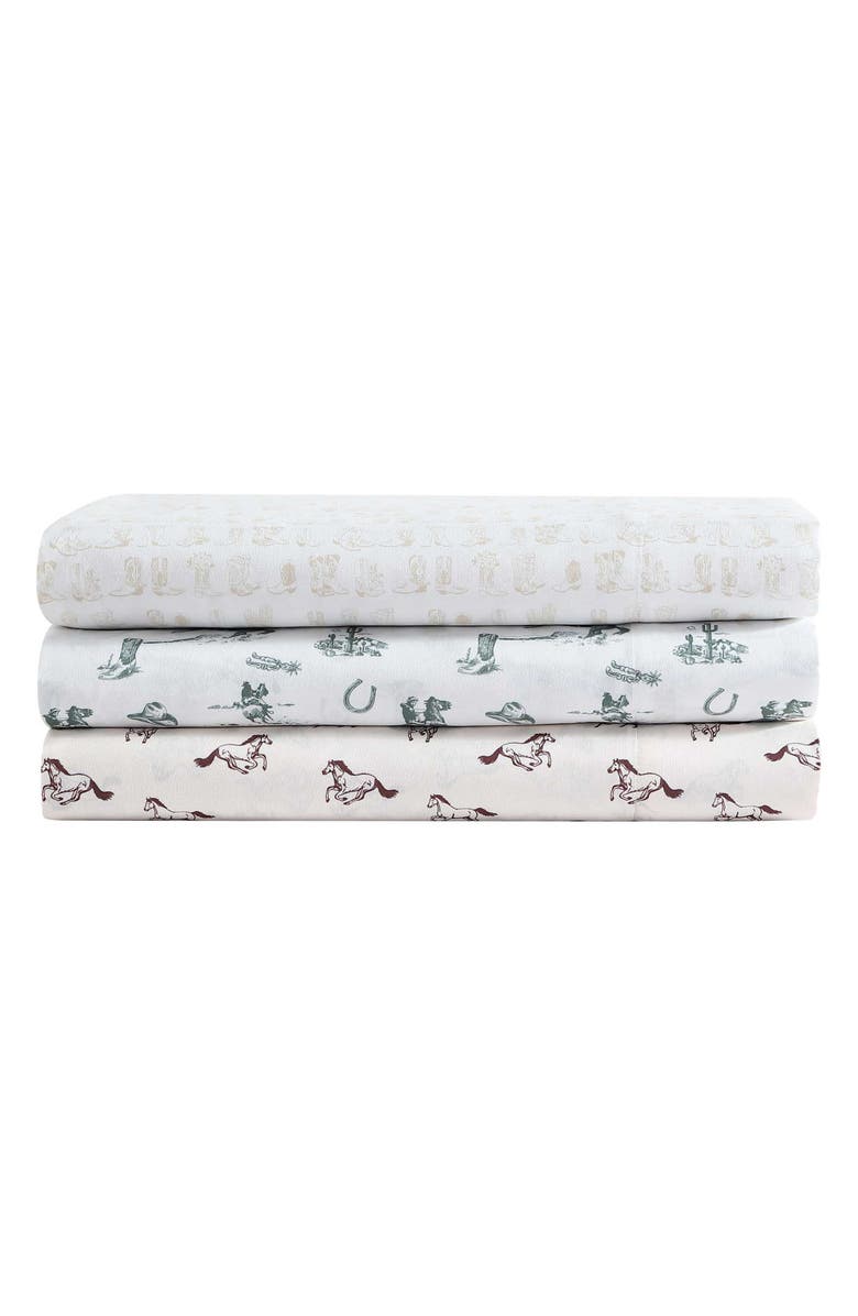 Wrangler Wild Horses Print Microfiber Sheet Set, Alternate, color, Medium Beige