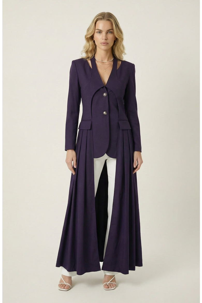 Tailored Longline Blazer Coat, Main, color, Deep Purple