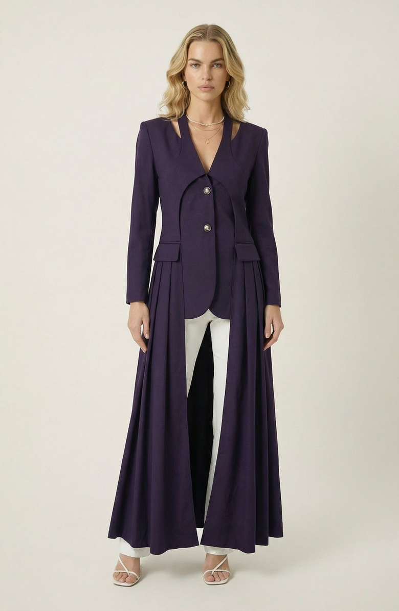 Modenaire Tailored Longline Blazer Coat, Main, color, Deep Purple