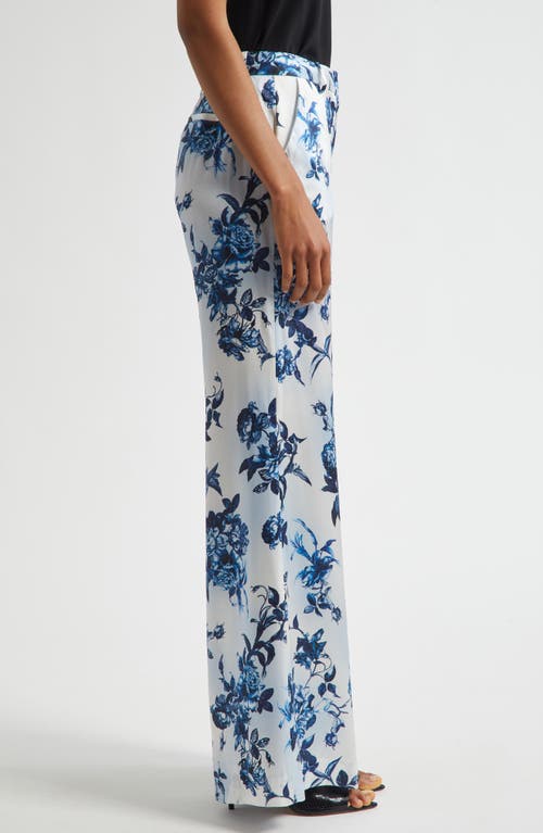 L Agence L'agence Pilar Rose Print Wide Leg Silk Pants In White