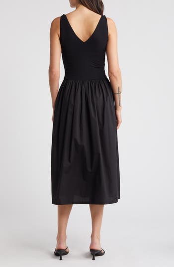 Juni Stripe Drawstring Waist Midi Dress