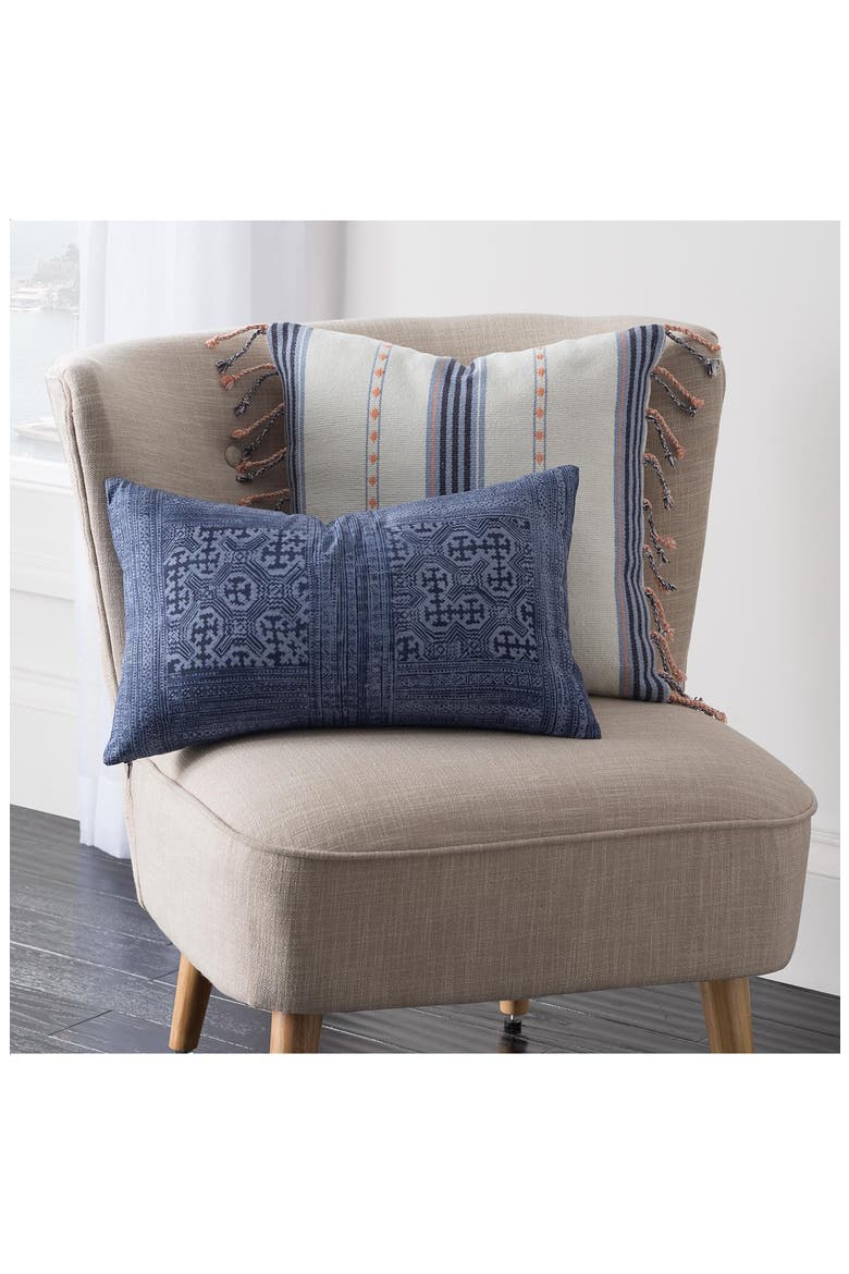 'Indigo Stripe' Washed Cotton Canvas Pillow, Alternate, color, BLUE