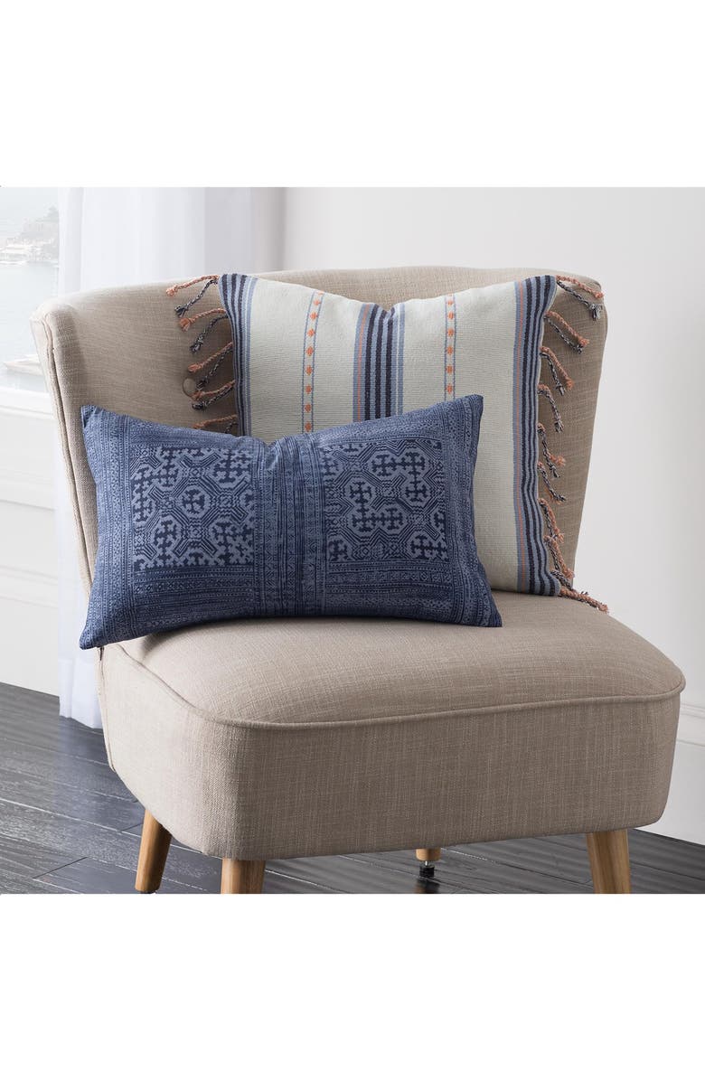 cupcakes and cashmere 'Indigo Stripe' Washed Cotton Canvas Pillow, Alternate, color, 