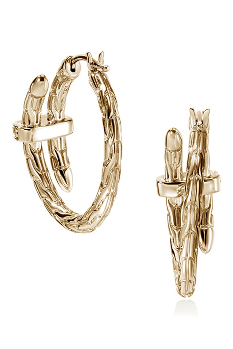 Spear Hoop Earrings, Gold, Diamonds, 22.5mm, Alternate, color, GOLD