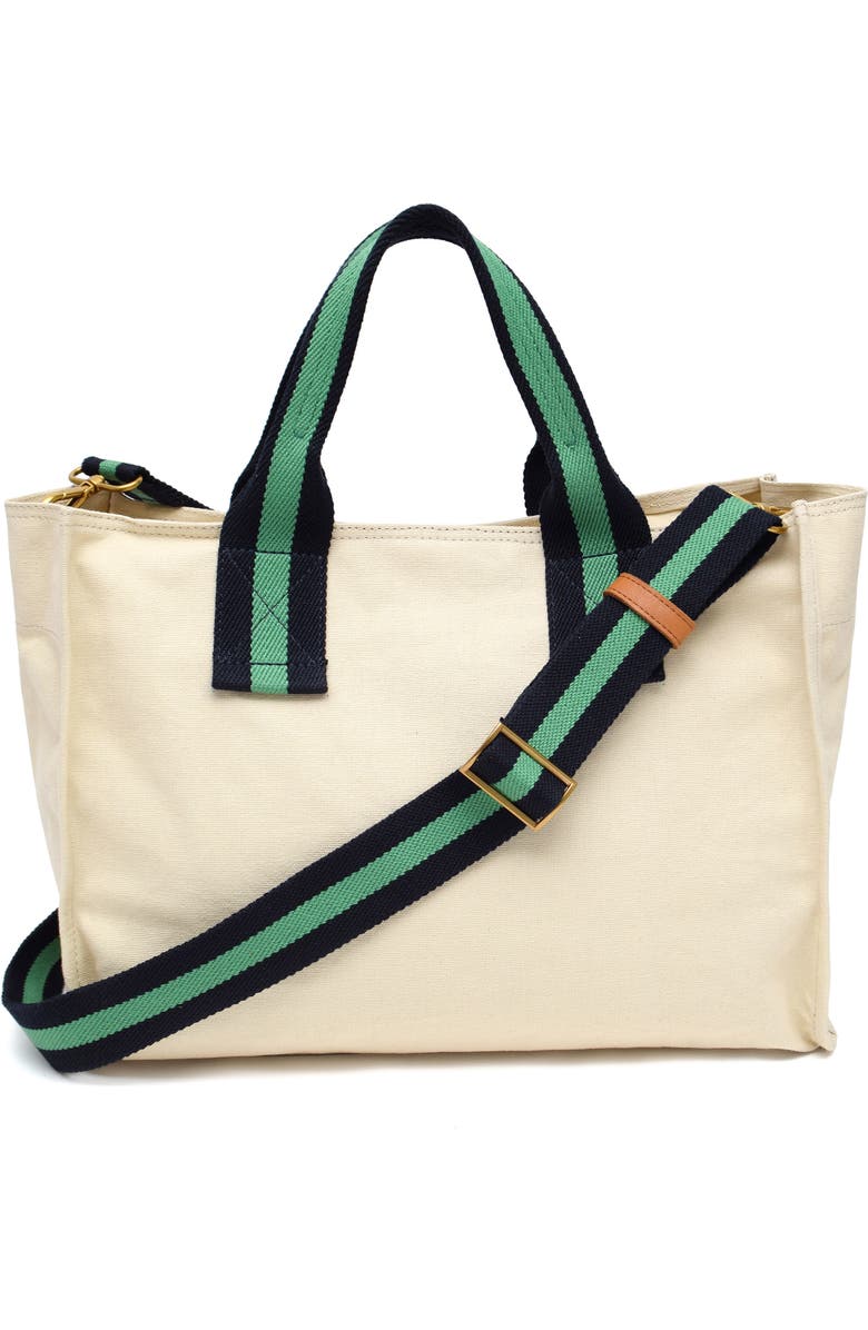 New Amsterdam Leatherworks Zinia Canvas Satchel, Alternate, color, Natural/ Kelly