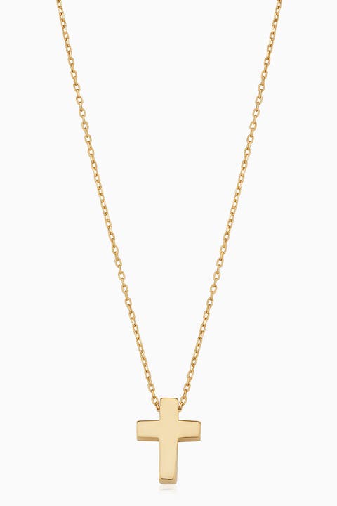 14K Yellow Gold Crossroads Pendant Necklace
