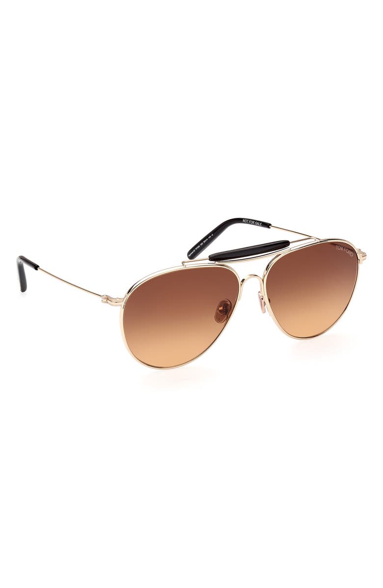 TOM FORD 59mm Pilot Sunglasses, Alternate, color, Gold / Brown