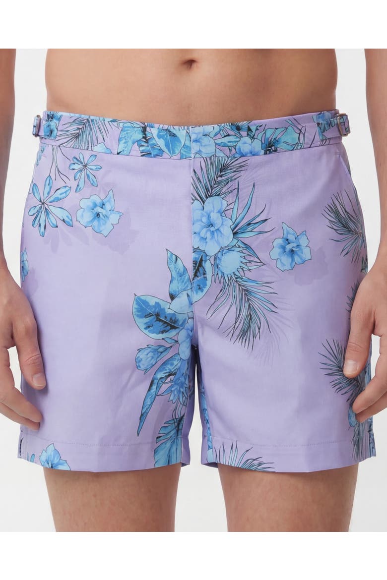 Mali Floral Mens Tailored Swim Short, Alternate, color, Mali Floral Lavender