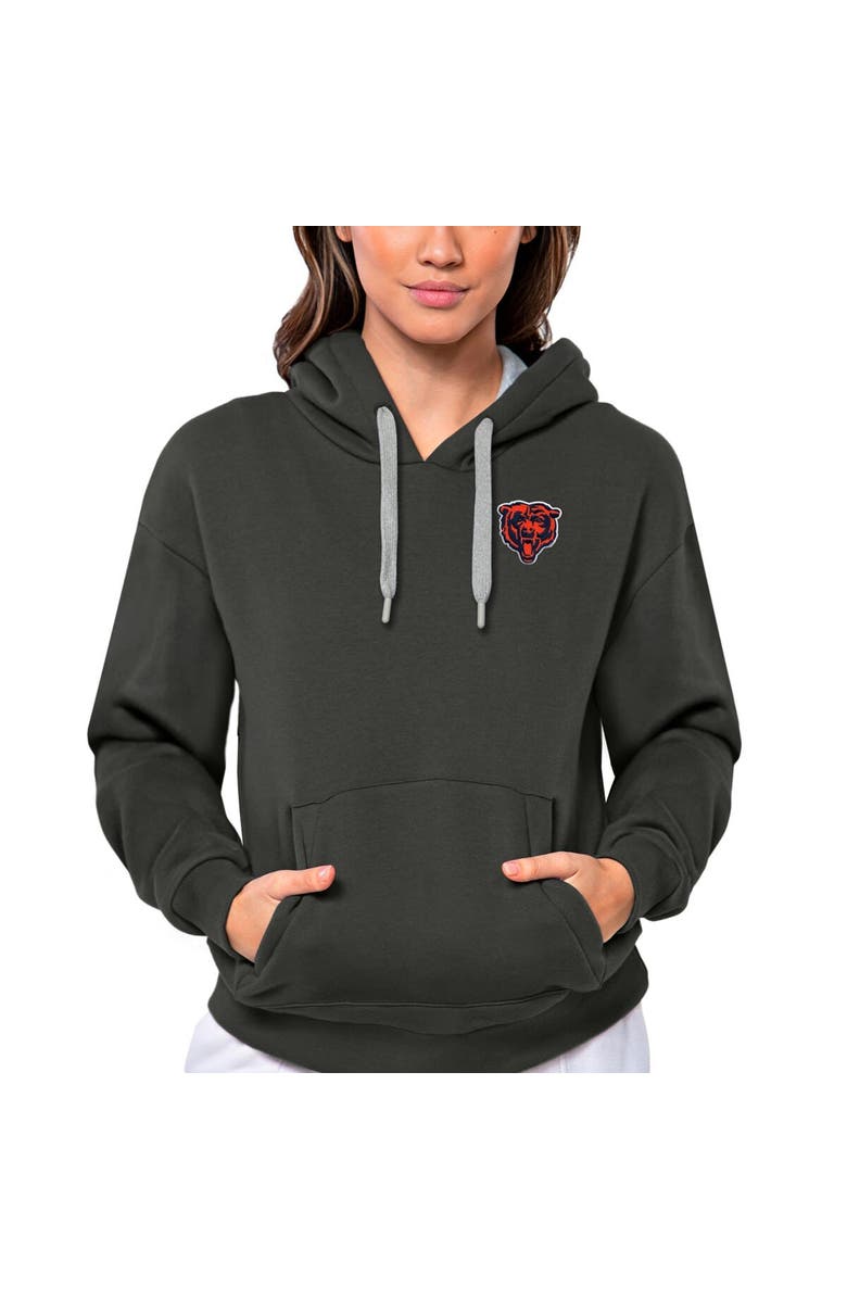 ANTIGUA Women's Antigua Charcoal Chicago Bears Victory Pullover Hoodie, Main, color, 