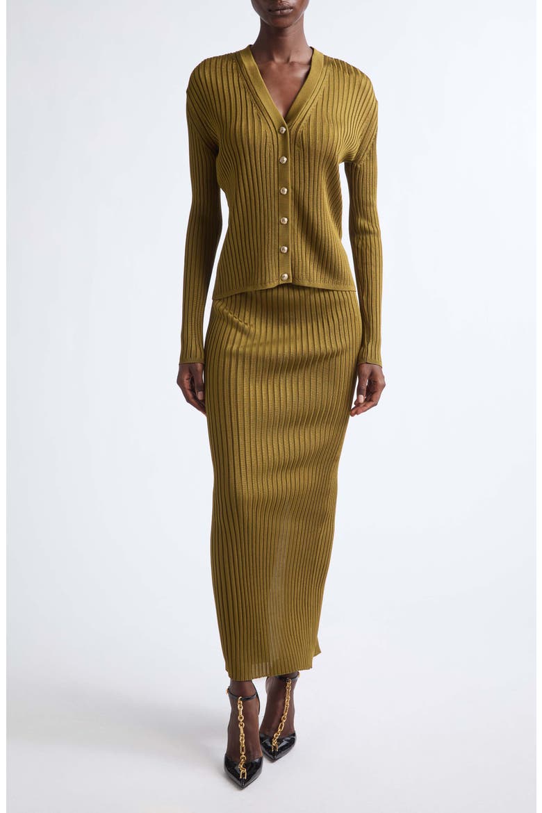 Ribbed Cardigan, Alternate, color, A86 OLIVE GREEN