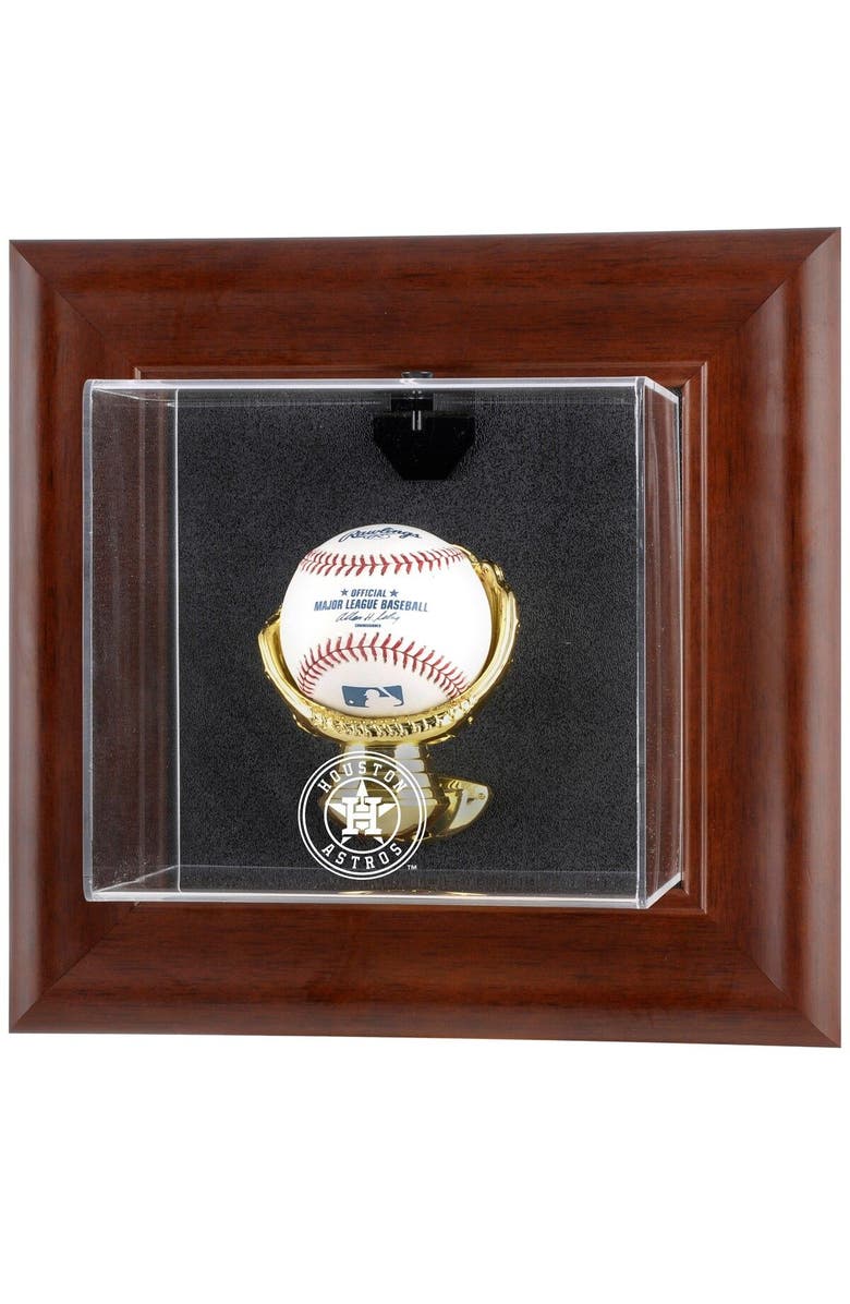 FANATICS AUTHENTIC Houston Astros (2013-Present) Brown Framed Wall-Mounted Logo Baseball Display Case, Main, color, 