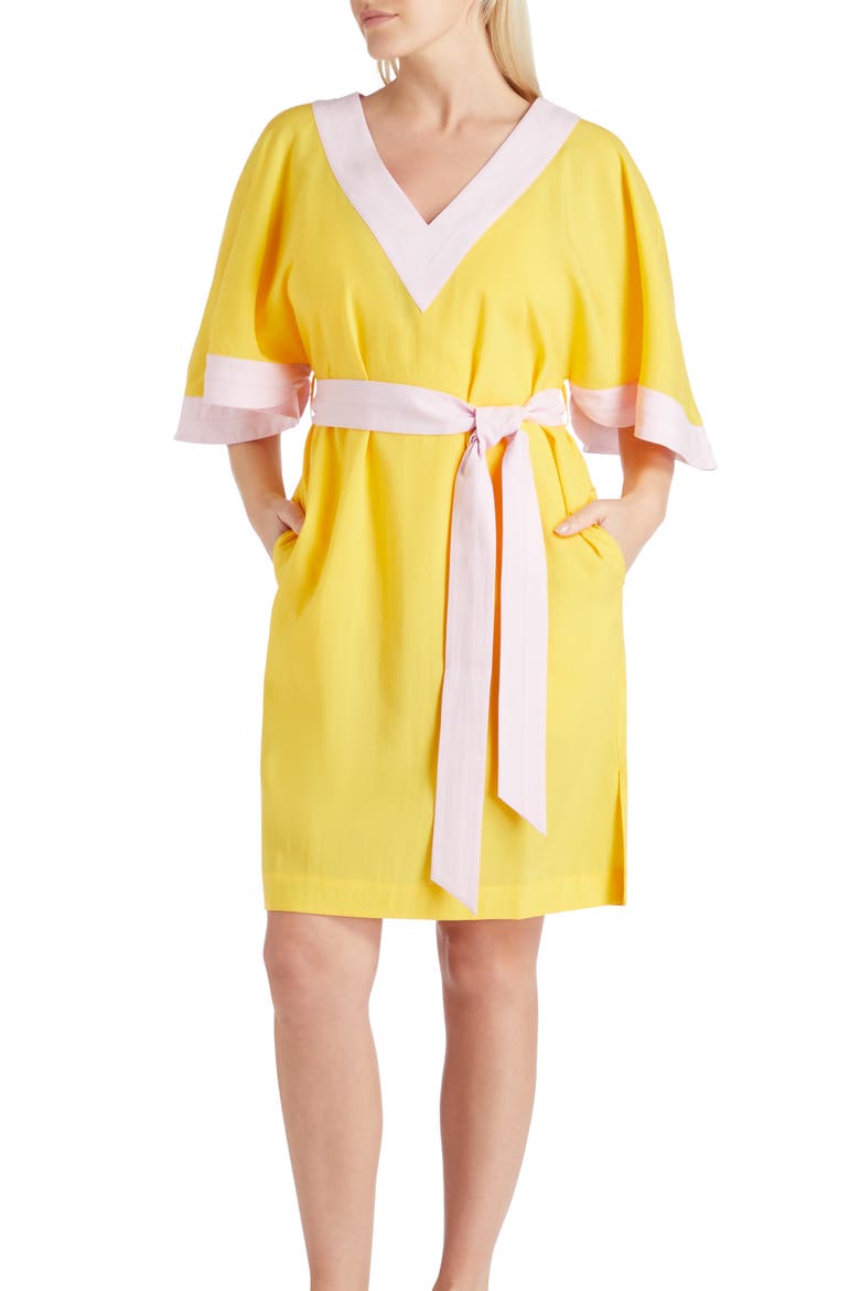 Casia Belted Cover-up Dress, Main, color, Yellow