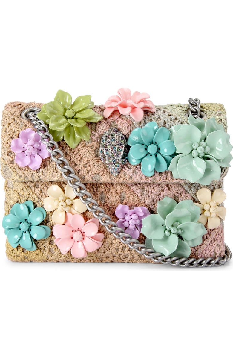 Kurt Geiger London Mini Kensington Floral Applique Crossbody Bag, Main, color, Beige Multi