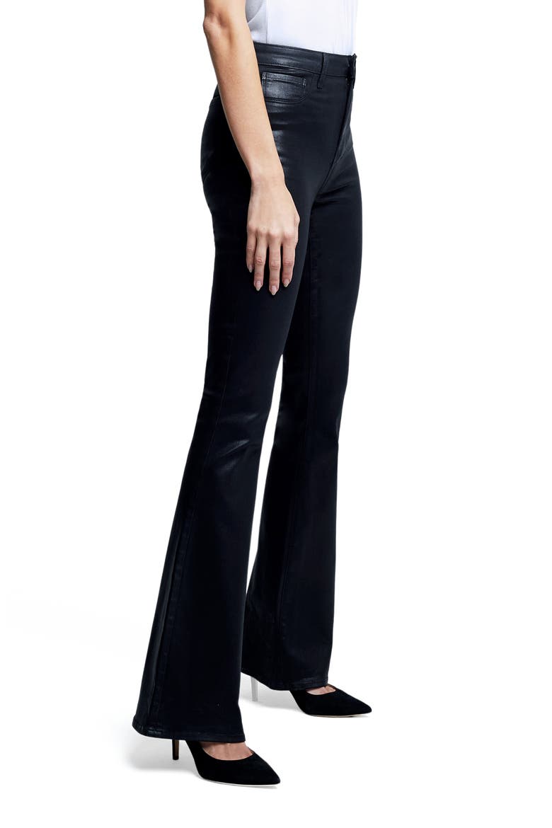 Marty Coated High Waist Flare Leg Jeans, Alternate, color, NOIR COATED