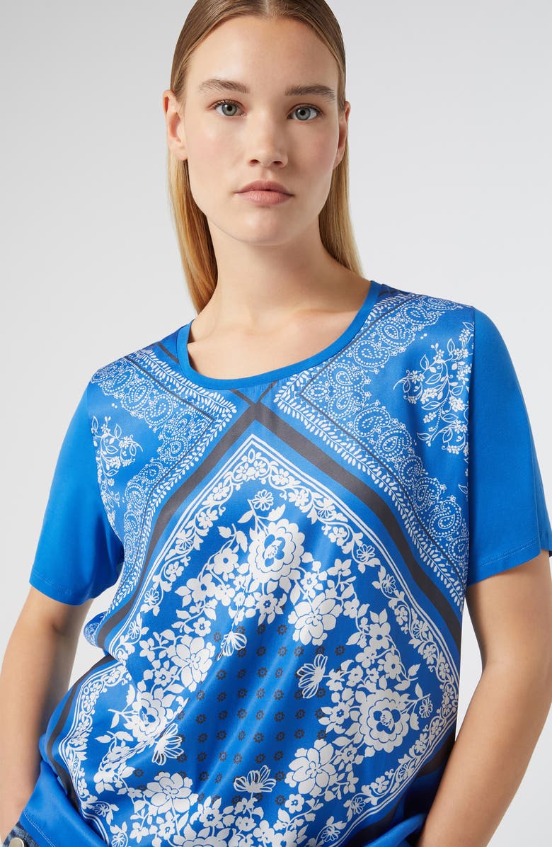 Marina Rinaldi Ubi Scarf Print Top, Alternate, color, Cornflower Blue