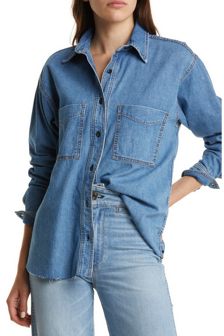 Oversize Denim Button-Up Shirt, Main, color, VINTAGE