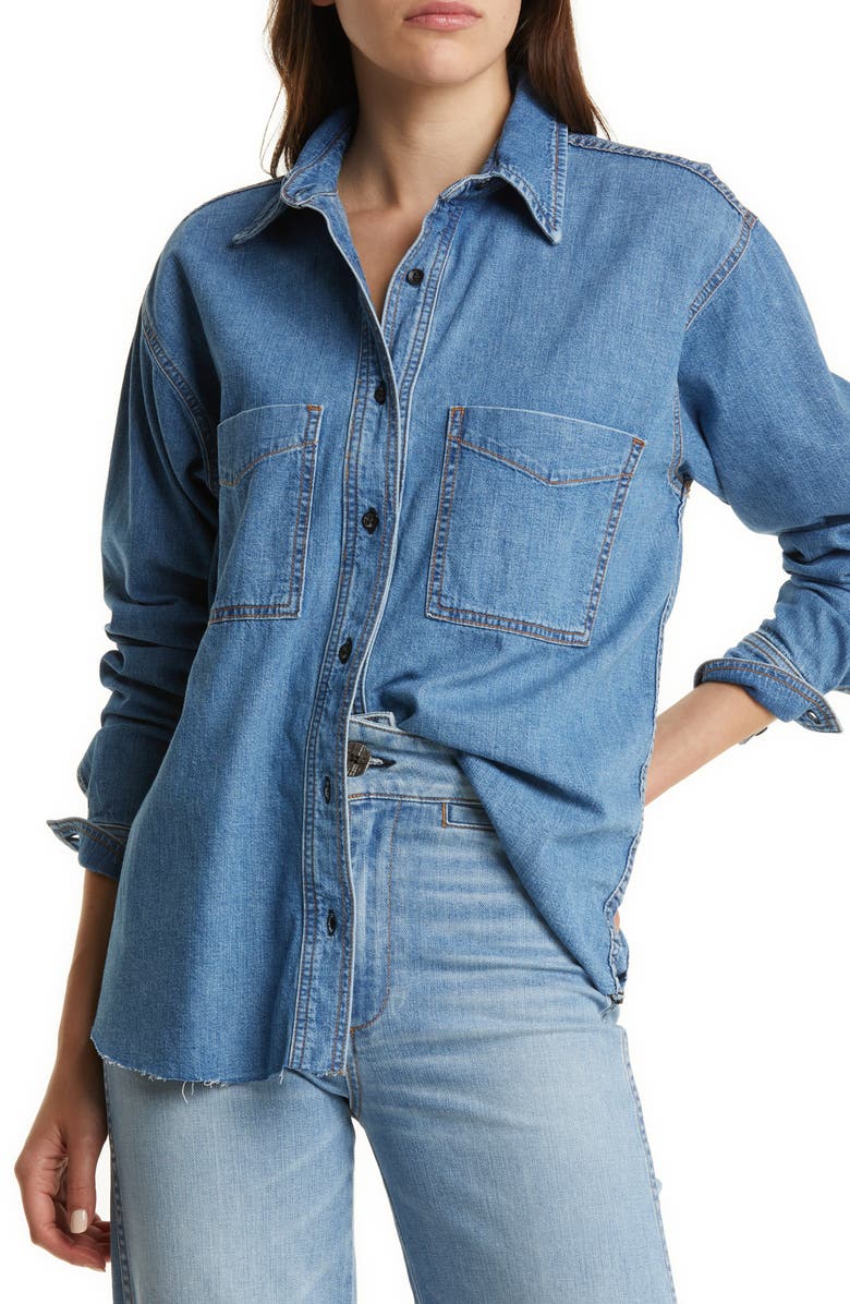 ASKK NY Oversize Denim Button-Up Shirt, Main, color,