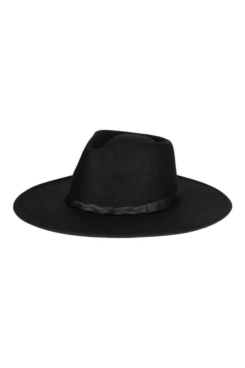 Braided Trim Fedora Hat, Main, color, BLACK