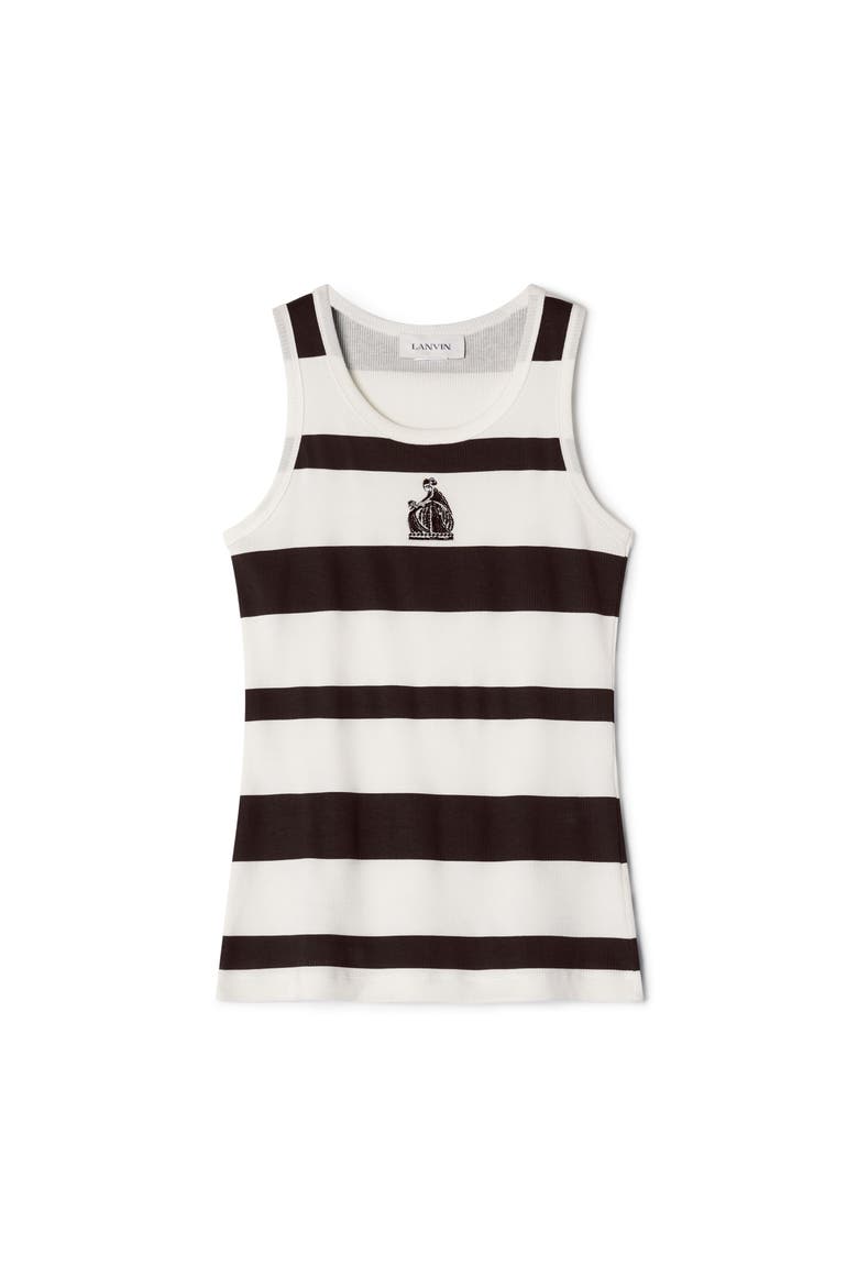 Cotton Jersey Mother And Daughter Embroidered Ribbed Tank Top, Alternate, color, Black/White