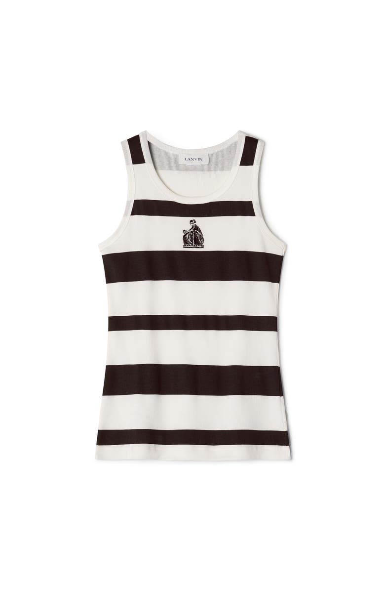 Lanvin Cotton Jersey Mother And Daughter Embroidered Ribbed Tank Top, Alternate, color, Black/White