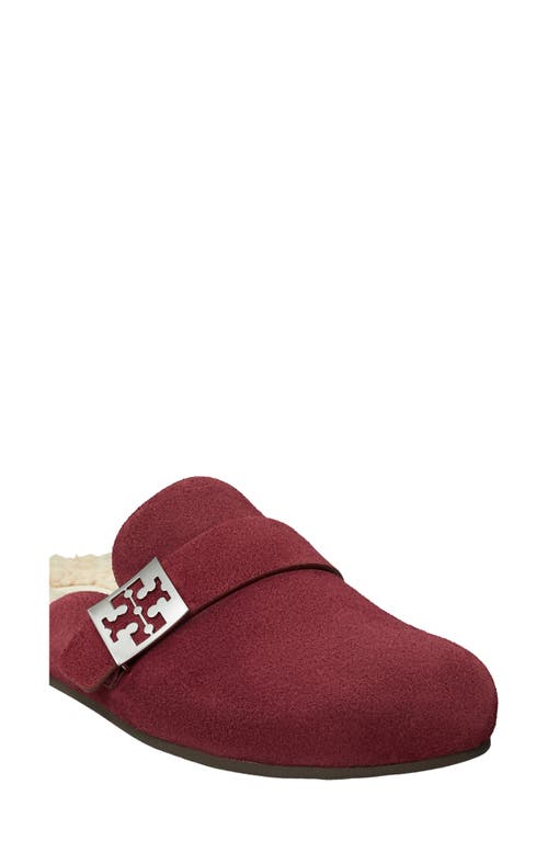 Tory Burch Mellow Faux Shearling Lined Mule In Burgundy
