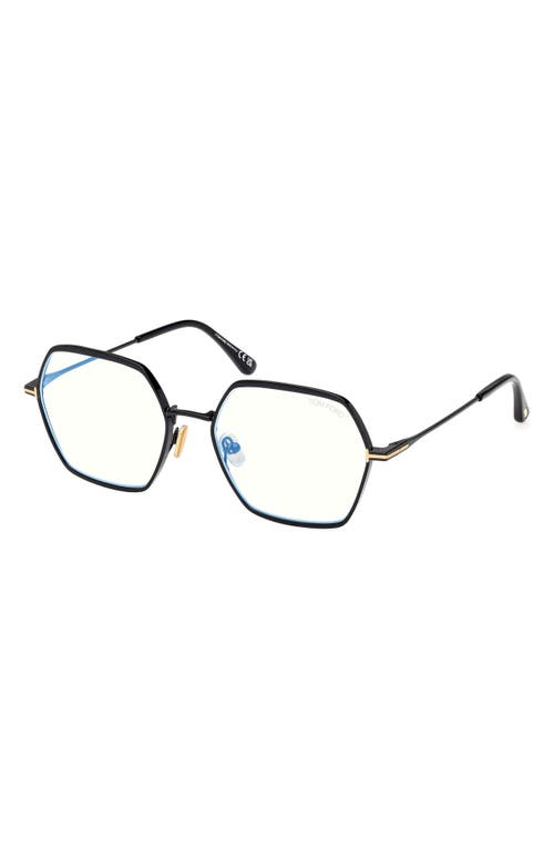 Tom Ford 56mm Geometric Blue Light Blocking Optical Glasses In Multi