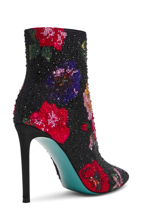 Betsey Johnson Belle Rhinestone Floral Bootie In Multi