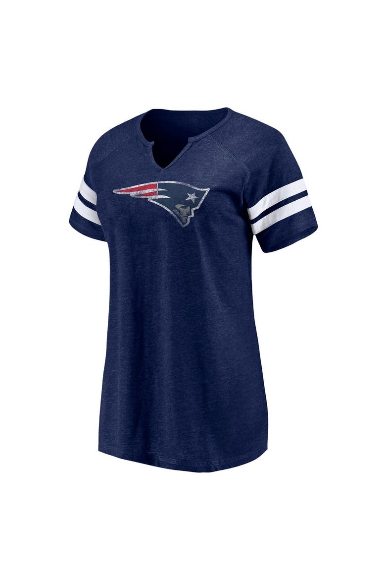 Women's Fanatics Branded Navy New England Patriots Plus Size Raglan Notch Neck T-Shirt, Alternate, color, Navy