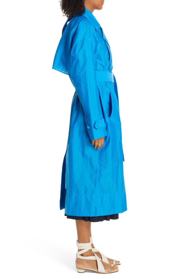 Double Breasted Trench Coat, Alternate, color, TURQUOISE