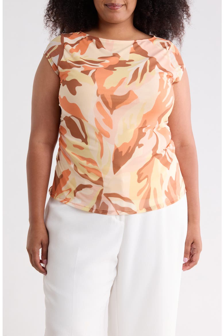 Meet You There Cap Sleeve Mesh Top, Main, color, EXOTIC ELIXIR ORANGE