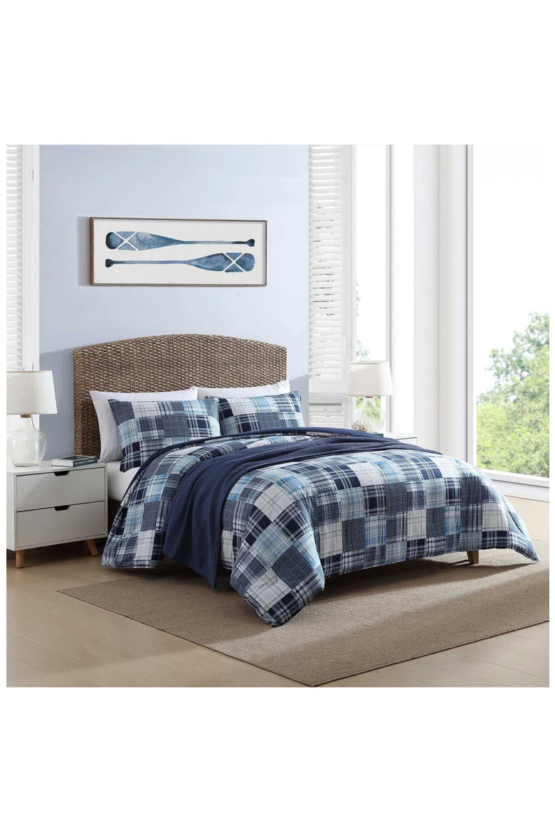 Mason Patchwork Cotton Comforter Set, Main, color, CAPTAINS BLUE/ GREEN