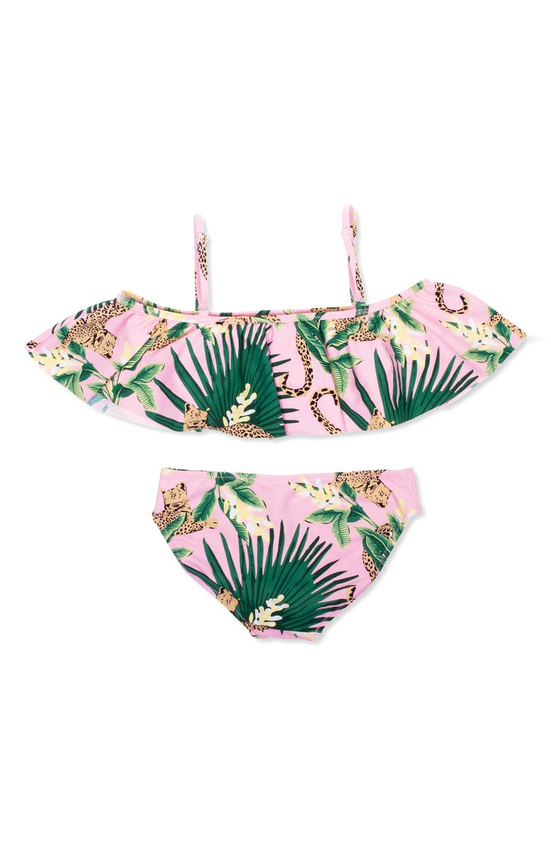 Shade Critters Kids' Tropical Leopard Off the Shoudler Two-Piece Swimsuit, Alternate, color, Pink