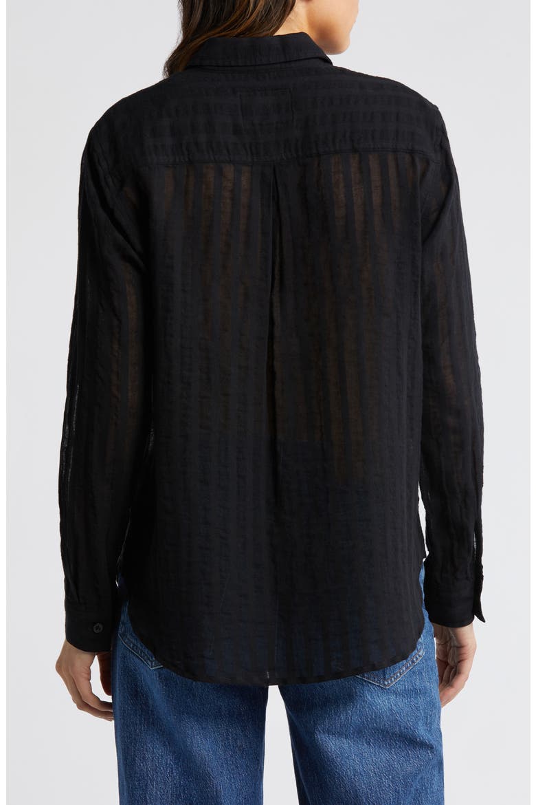 Charli Shadow Stripe Cotton Button-Up Shirt, Alternate, color, BLACK SHADOW STRIPE