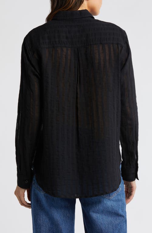 Rails Charli Shadow Stripe Cotton Button-up Shirt In Black Shadow Stripe