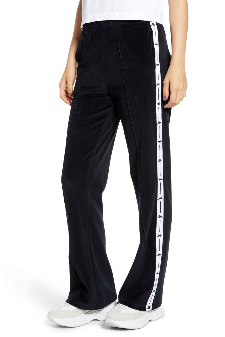 Kappa Barav Velour Track Pants, Main, color, BLACK/ WHITE