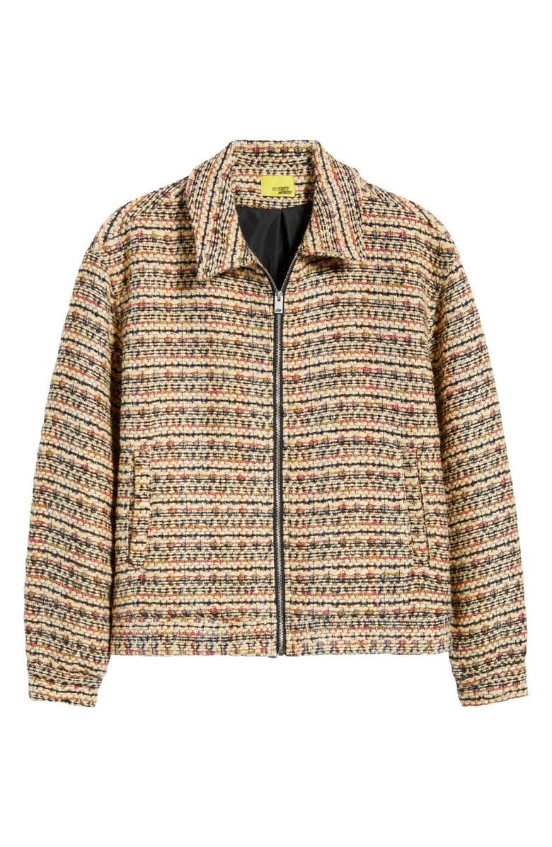 DIET STARTS MONDAY Tweed Zip Jacket, Main, color, Tan Multi