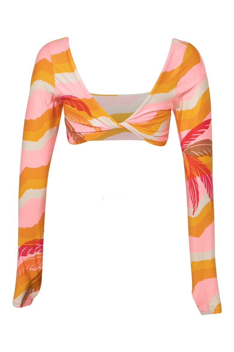 Paradiso Waves Bestie Multifit Reversible Crop Rashguard, Alternate, color, PINK