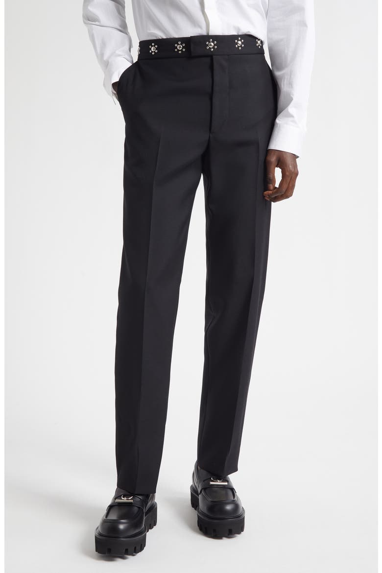 Studded Cotton Cigarette Pants, Main, color, BLACK