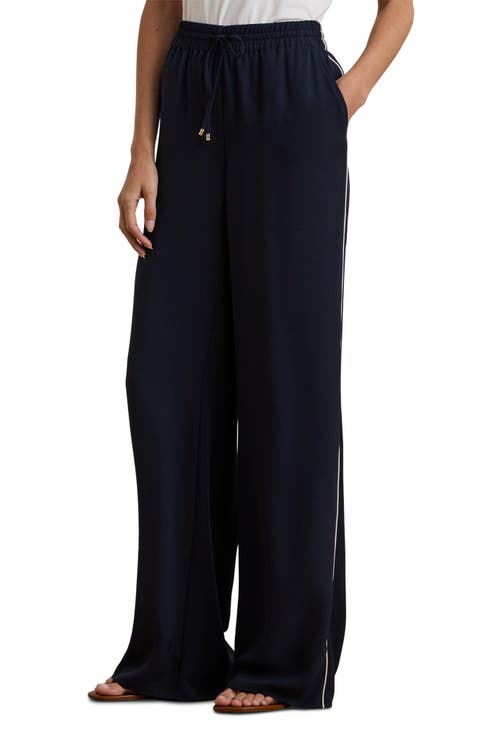 Side Stripe Georgette Wide Leg Pants