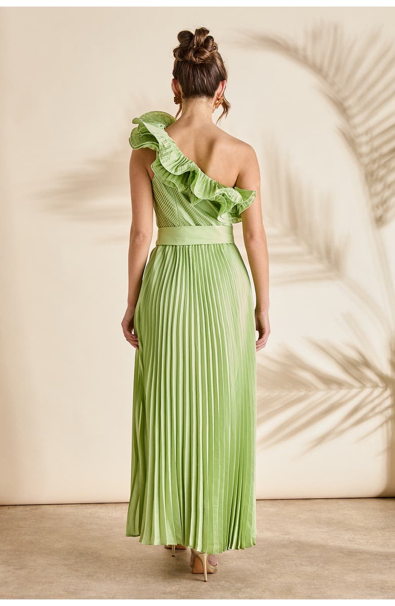 Coast One Shoulder Pleated Skirt Maxi Dress, Alternate, color, Green