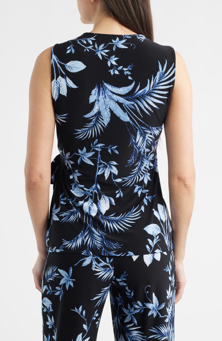 Anne Klein Floral Sleeveless Wrap Top, Alternate, color, Anne Black Multi