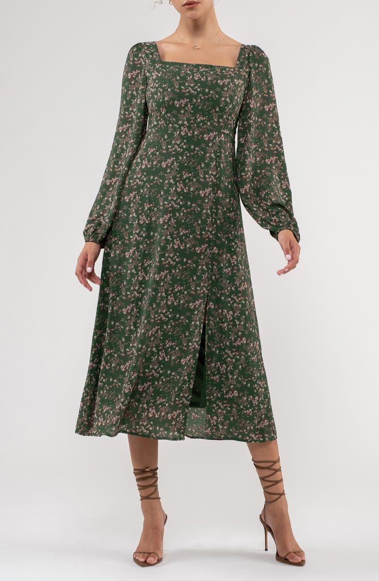 AUGUST SKY Floral Long Sleeve Midi Dress, Alternate, color, 