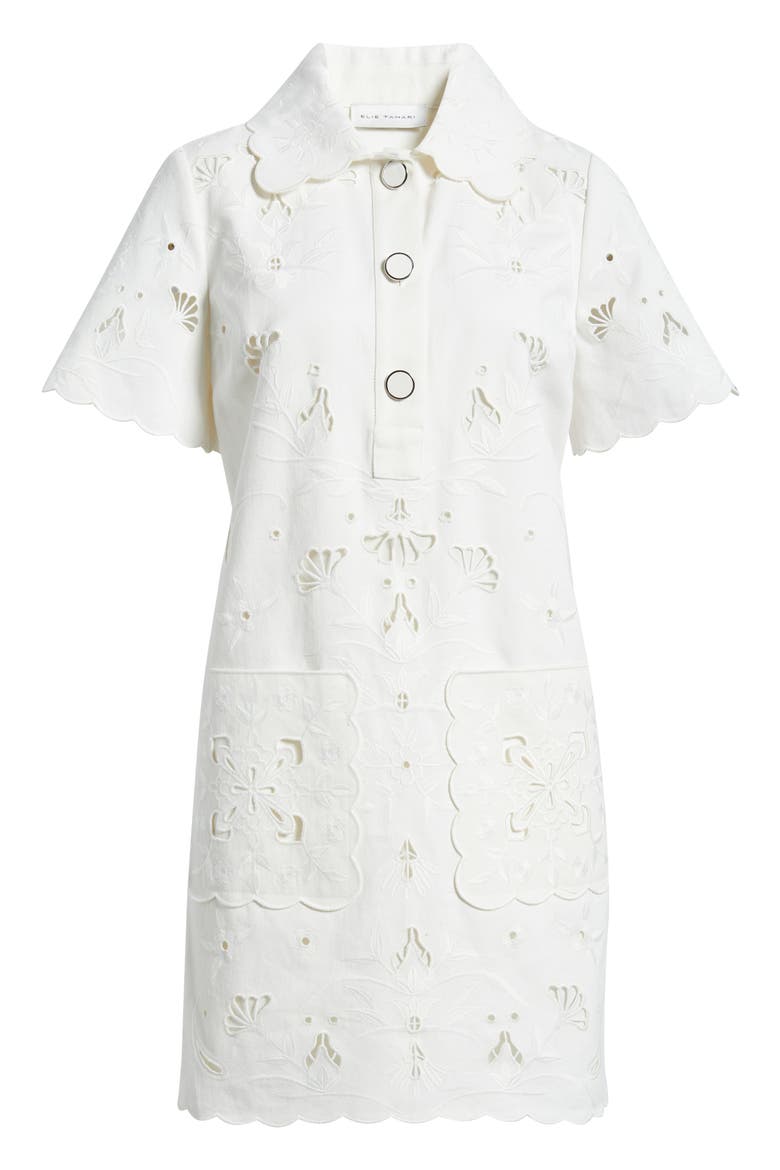 The Marianna Embroidered Cotton Shirtdress, Alternate, color, GREEN / SKY WHITE