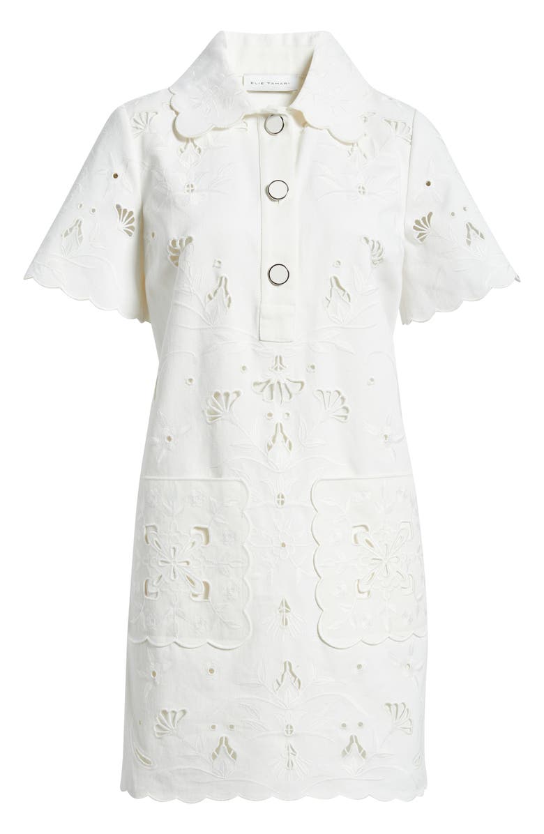 Elie Tahari The Marianna Embroidered Cotton Shirtdress, Alternate, color,