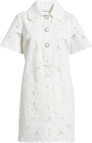 Elie Tahari The Marianna Embroidered Cotton Shirtdress